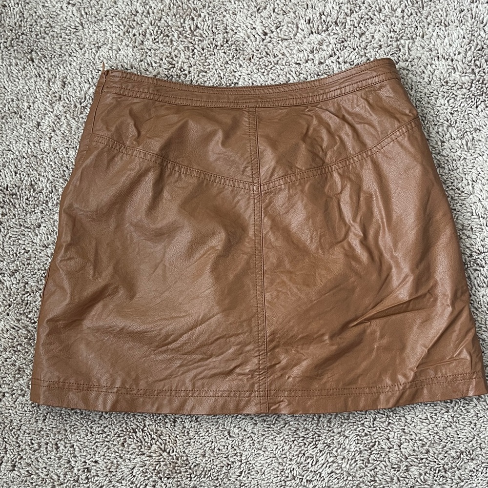 Free People Brown Faux Leather Mini Skirt - Picture 8 of 8